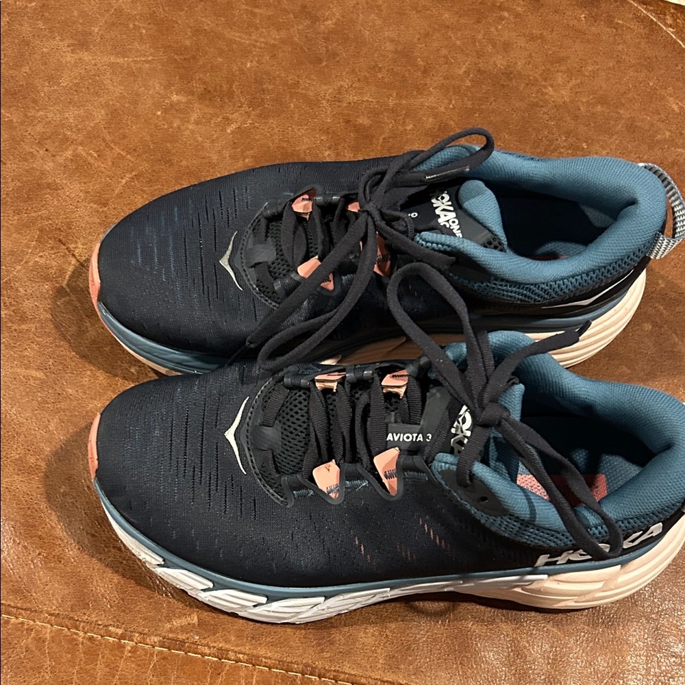 Hoka One One Women's Navy and Coral Aviota 3 Running Shoes